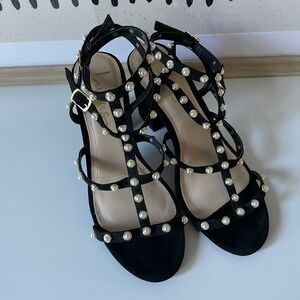 Pearl strappy heels